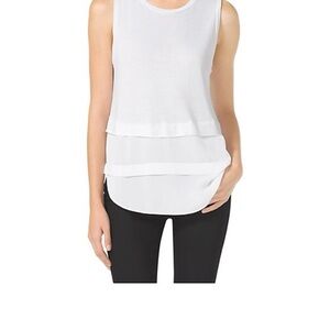 Michael Kors White Sleeveless Tiered Tank Top
